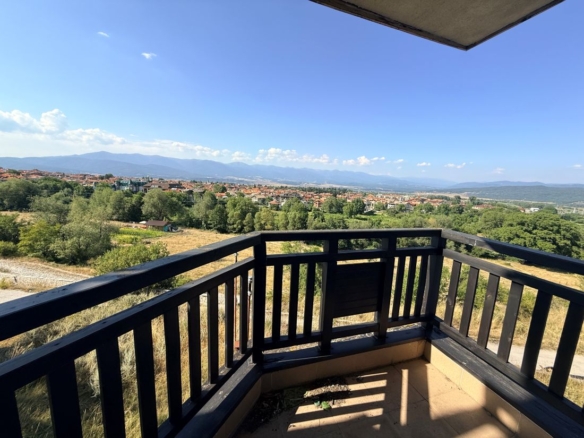 All Seasons Club Bansko balcony with panoramic views over Bansko to the Rila mountains