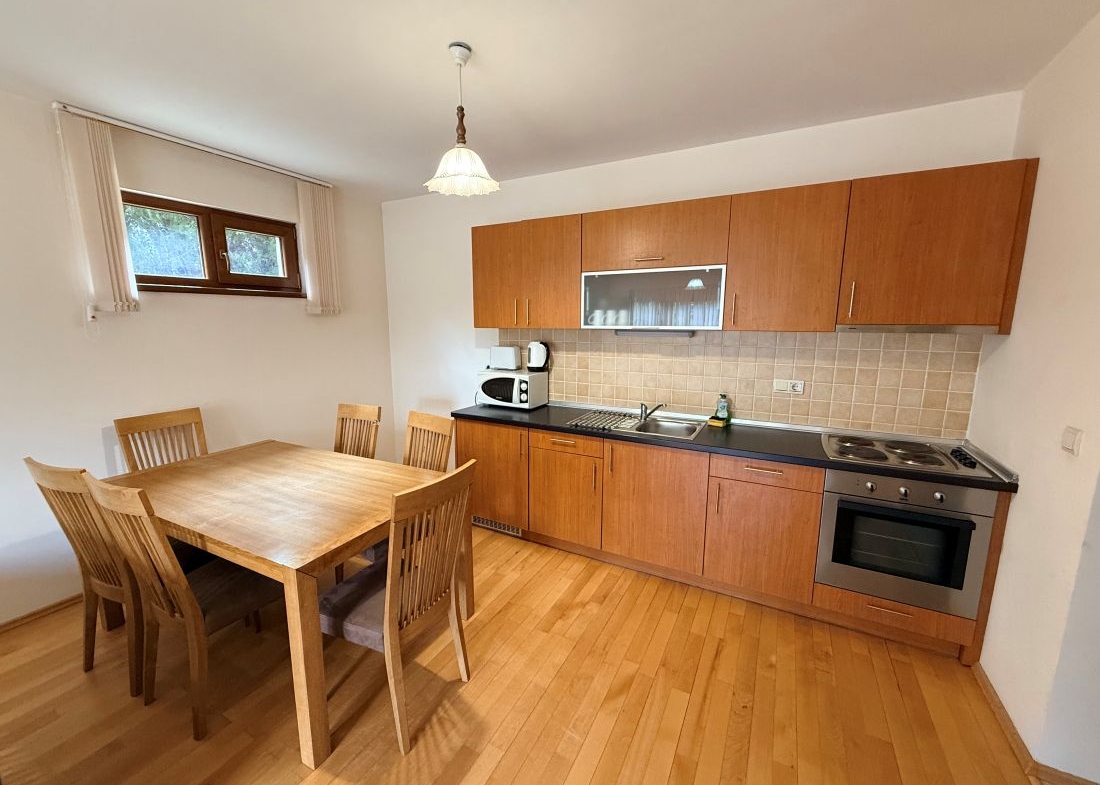 Pirin Lodge Bansko two-bedroom apartment, living room with terrace door