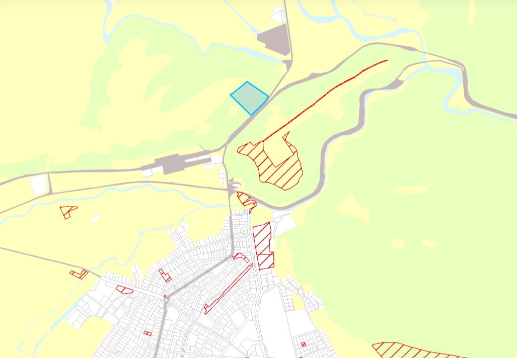 Forest land in Banya – plot boundary on the cadastral satellite map